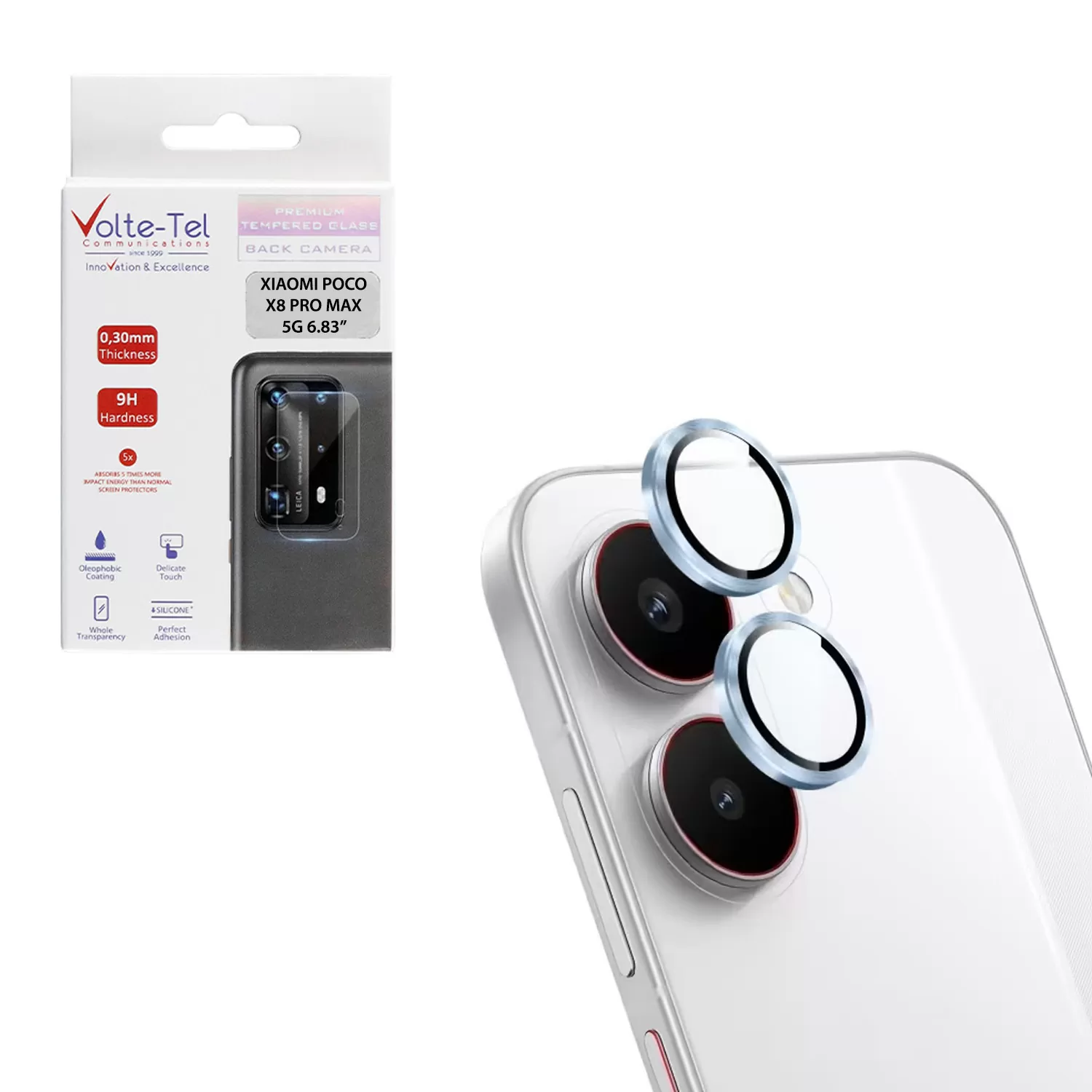 VOLTE-TEL CAMERA GLASS COVER XIAOMI POCO X8 PRO 5G 6.59in 9H 0.33MM EASY APPLICATION SIERRA BLUE