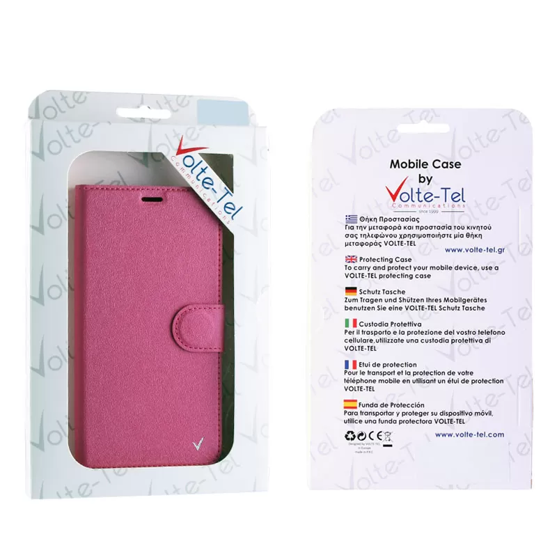 VOLTE-TEL LEATHER-TPU BOOK STAND ΘΗΚΗ IPHONE SE 2022/IPHONE SE 2020/IPHONE 8/7 4.7in SILK PINK - Image 4